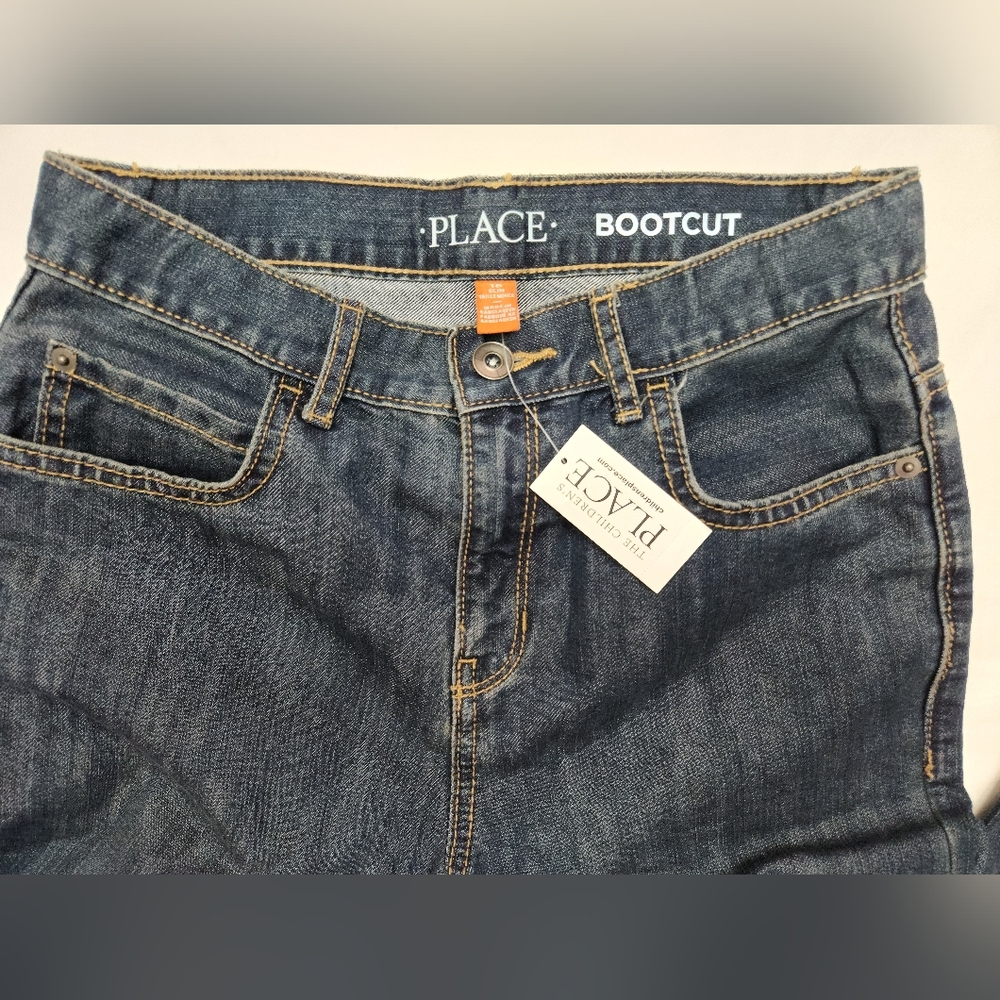 The Children's Place Boy's Bootcut Slim Adjustable Waist Jeans Size 16 Slim NWT - Picture 3 of 5
